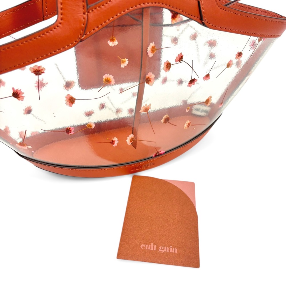 Cult Gaia Mini Yara Tote Bag‎ | Leather Trim, Transparent w/ Pressed Flowers - Picture 9 of 11